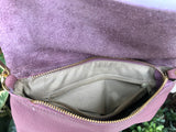 Small leather bag in purple - pink. Pink Crossbody bag, shoulder bag in GENUINE leather. Pink purse with adjustable strap and zipper