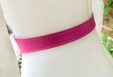 Obi belt in genuine leather. HOT PINK Wrap belt. Waist belt in FUCHSIA. Pink wraparound belt. Genuine leather magenta 80s style dress belt