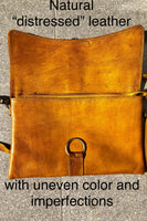 Small cross body bag in ORANGE “distressed” vintage style genuine leather. Enveloppe bag with adjustable strap and flap. Boho yellow purse