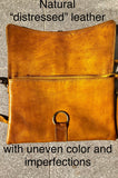 Small cross body bag in ORANGE “distressed” vintage style genuine leather. Enveloppe bag with adjustable strap and flap. Boho yellow purse