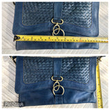 Small cross body bag in navy blue “distressed” vintage style genuine leather. Enveloppe bag with adjustable strap and flap. Boho blue purse