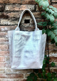 Shoulder leather bag in SILVER. GENUINE leather shopper bag. Large carry all bag for your laptop, books. Metallic GOLD leather purse