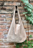 Beige slouch suede bag. Large tote bag in soft genuine leather. Beige leather shopper bag. Origami bag. Carry all bag for laptops, books etc