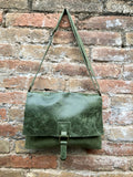 Dark moss green suede bag. Genuine leather purse.Green cossbody / messenger bag in soft natural leather for books, tablets.Green suede purse