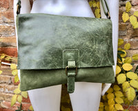 Dark moss green suede bag. Genuine leather purse.Green cossbody / messenger bag in soft natural leather for books, tablets.Green suede purse