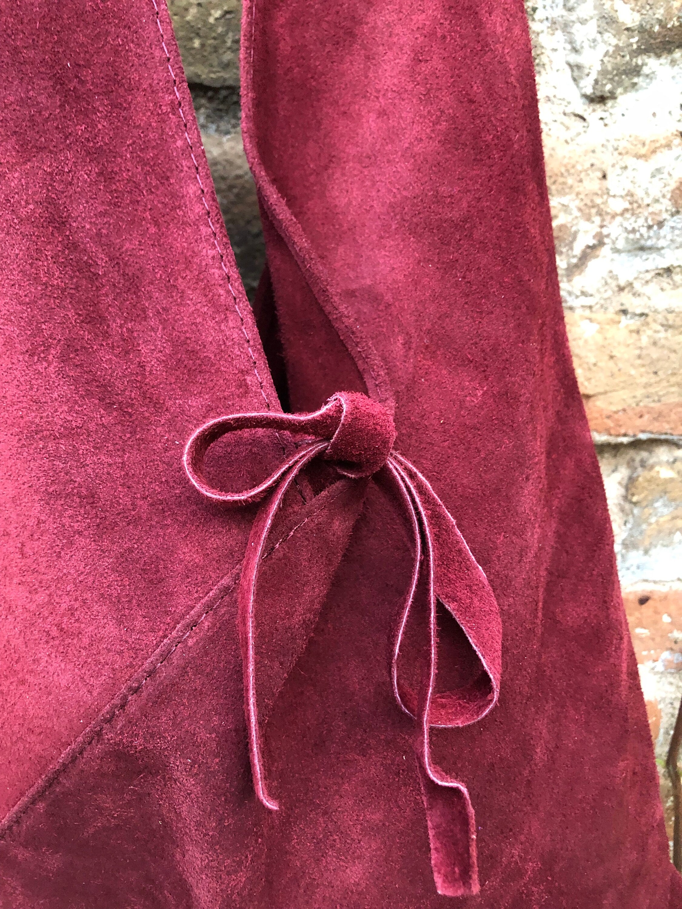 Slouch leather bag in BURGUNDY. Large shoulder leather bag. Boho bag. Laptop bags in suede. Origami suede leather bag. WINE RED suede purse.