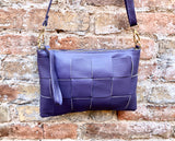 Small leather bag in PURPLE. GENUINE leather crossbody bag. Medium mauve purse with zipper and remomable wistlet. Lavender color leather bag