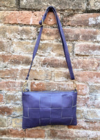 Small leather bag in PURPLE. GENUINE leather crossbody bag. Medium mauve purse with zipper and remomable wistlet. Lavender color leather bag