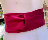 Fuchsia pink obi belt. Hot pink wrap belt in soft genuine leather. Wraparound waist belt. Wide style. Boho dress belt in dark pink leather