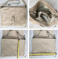 Beige suede bag. Genuine leather purse. Beige cossbody / messenger bag in soft natural leather for books, tablets. Beige suede purse