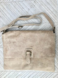 Beige suede bag. Genuine leather purse. Beige cossbody / messenger bag in soft natural leather for books, tablets. Beige suede purse