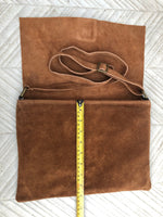 Camel brown suede bag. Genuine leather purse. cossbody / messenger bag in soft natural leather for books, tablets. Tan brown suede purse