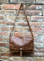 Camel brown suede bag. Genuine leather purse. cossbody / messenger bag in soft natural leather for books, tablets. Tan brown suede purse