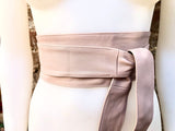 Dusty PINK obi belt. Soft genuine glitter leather wrap belt. Wraparound waist belt. Wide style. Soft pink dress belt in metallic leather.