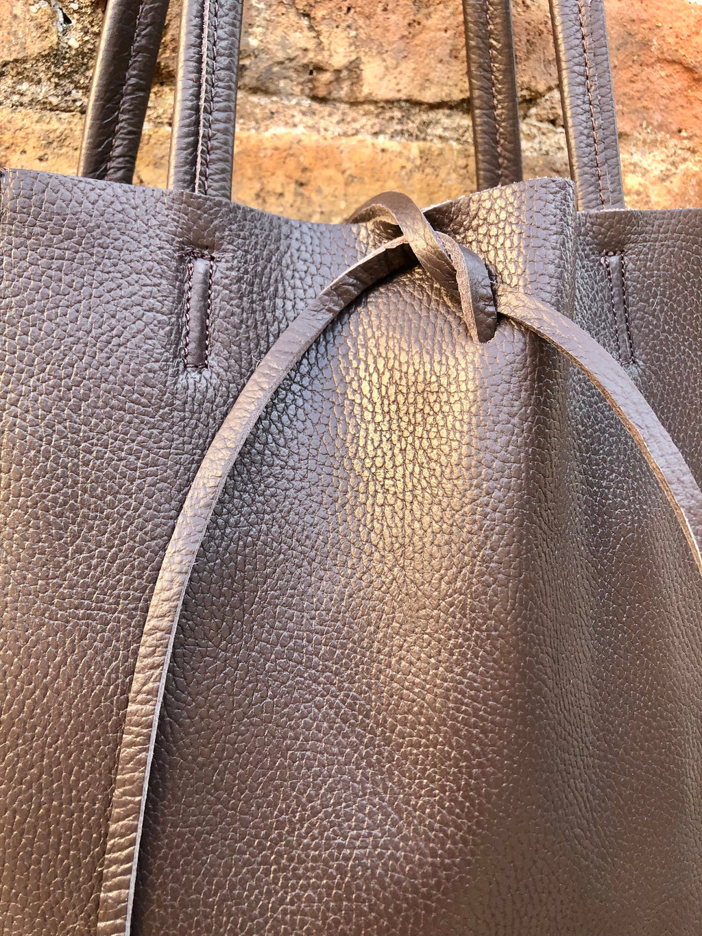 Tote leather bag in DARK brown. Leather shopper in chocolate brown. Soft natural GENUINE leather. Large brown bag for your laptop, books