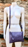 Small leather bag in PURPLE. GENUINE leather crossbody bag. Medium mauve purse with zipper and remomable wistlet. Lavender color leather bag