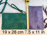 Small leather bag in GREEN. GENUINE leather crossbody bag. Teal green purse with zipper and remomable wistlet. Small green leather bag