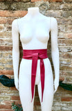 Fuchsia pink obi belt. Hot pink wrap belt in soft genuine leather. Wraparound waist belt. Wide style. Boho dress belt in dark pink leather