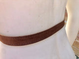 Leather 80s style obi belt . Wrap belt in camel BROWN suede. Waist belt in genuine leather. Saddle brown wraparound belt. Tobacco dress belt