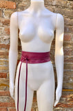 Plum - burgundy wraparound belt in soft leather. Longer option. Genuine leather wine red wrap belt. Boho dress belt, dark red leather sash