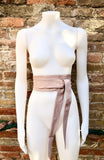 Dusty PINK obi belt. Soft genuine glitter leather wrap belt. Wraparound waist belt. Wide style. Soft pink dress belt in metallic leather.