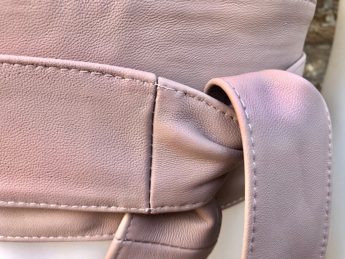 Dusty PINK wide obi belt. Soft genuine leather wrap belt. Wraparound waist belt. Wide style. Light pink dress / overall belt.
