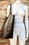 Tote leather bag in DARK brown. Leather shopper in chocolate brown. Soft natural GENUINE leather. Large brown bag for your laptop, books