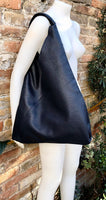 Slouch leather bag in NAVY blue . Large shoulder leather bag. Origami boho bag. Large dark blue GENUINE leather purse. Blue shopper bag