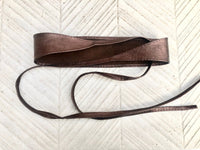 Dark brown OBI belt in natural soft leather. Waist belt,wide leather belt, metallic, wrap belt, boho sash, boho wraparound brown belt