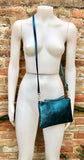 Small leather bag in TEAL blue-green .Cross body, shoulder bag or wristlet in GENUINE leather. Teal leather purse with adjustable strap