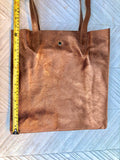 Tote leather bag in COPPER .Soft natural genuine leather shopper bag. Metallic leather shopper. COPPER shoulder bag. Copper purse