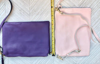 PURPLE leather bag. GENUINE leather cross body / shoulder bag. PURPLE leather purse with adjustable strap + zipper. Soft leather messenger