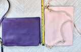 PURPLE leather bag. GENUINE leather cross body / shoulder bag. PURPLE leather purse with adjustable strap + zipper. Soft leather messenger