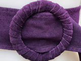 Purple suede waist belt with large round buckle. Boho soft suede belt in a dark purple shade. Genuine natural purple suede leather