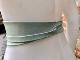 Mint green leather belt. Light green waist belt. Genuine leather wrap belt. Aqua green obi belt. Green wraparound dress belt