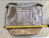 Slouch leather shopper bag in creamy white. Very light beige hobo shoulder bag. Genuine leather book / tablet bag. Cream leather purse
