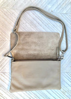 Light brown small leather bag. GENUINE leather taupe color cross body bag. Tan bag with adjustable strap, zipper + flap. Small brown purse