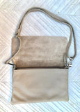 Light brown small leather bag. GENUINE leather taupe color cross body bag. Tan bag with adjustable strap, zipper + flap. Small brown purse