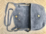 Blue suede bag.Genuine leather. Blue crossbody bag. Small leather bag with adjustable strap and zipper. Small blue suede purse