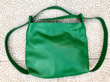 GREEN genuine leather rucksack/ shoulder bag. Green genuine leather shopper. Green backpack for laptops, tablets, books...