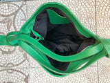 GREEN genuine leather rucksack/ shoulder bag. Green genuine leather shopper. Green backpack for laptops, tablets, books...