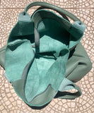 GREEN tote leather bag. Genuine leather shopper. Large carry all bag for your laptop / books. GREEN leather shoulder bag. Sage green purse