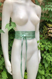 Metallic aqua green waist belt. Wide belt in light mint green genuine leather. Metallic shine wraparound belt, light green boho dress belt.