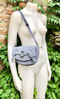 Blue suede bag.Genuine leather. Blue crossbody bag. Small leather bag with adjustable strap and zipper. Small blue suede purse