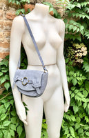 Blue suede bag.Genuine leather. Blue crossbody bag. Small leather bag with adjustable strap and zipper. Small blue suede purse