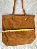 Large TOTE leather bag in camel brown. Soft natural genuine suede leather shopper bag. Book or laptop shoulder bag in light brown leather