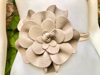 Flower leather belt in beige. Waist, overall or dress belt. Genuine leather. Beige rose belt. Large beige flower.