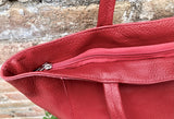 NEW with zipper + lining. large tote leather bag in TERRACOTTA RED.Soft genuine leather shopper. Carry all bag for laptops, tablets, books..