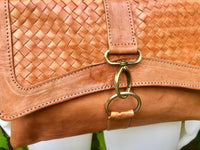 Small cross body bag in camel brown “distressed” vintage style genuine leather. Enveloppe bag with adjustable strap and flap. Boho purse