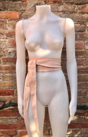 Light PINK obi belt. Soft genuine glitter leather wrap belt. Wraparound waist belt. Wide style. Soft pink dress belt in metallic leather.